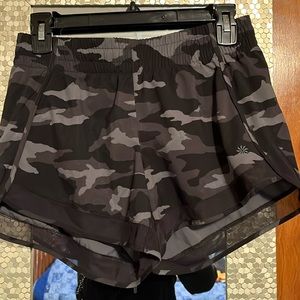 Athleta mesh racer shorts.